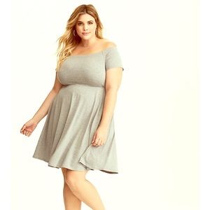 Torrid grey jersey off shoulder skater dress 4X